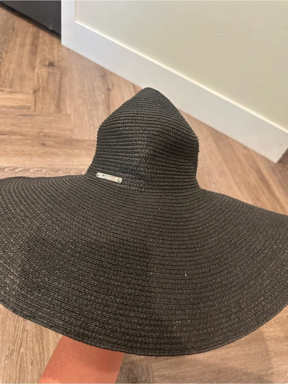 Lauren Ralph Lauren Black Wide-Brim Straw Sun Hat
